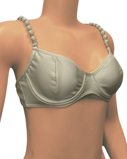 Top de Biquíni Meia taça com Bojo Beads Off White - Imagem 4