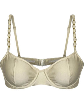 Top de Biquíni Meia taça com Bojo Beads Off White