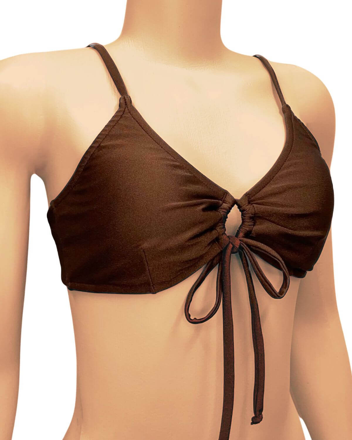 Top de Biquíni com amarração frontal e bojo removível Cappuccino - Imagem 4