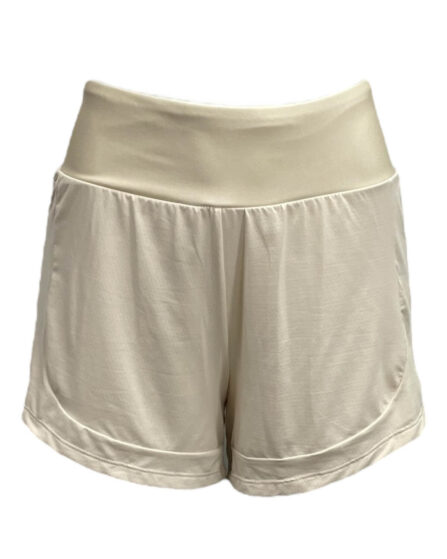 Shorts Com Sobreposição Feminino bolso interno e cós largo Off White - Imagem 4