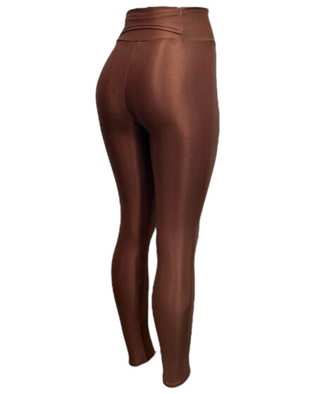 Calça Fitness legging feminina básica com bolso no cós Lyon Cappuccino - Imagem 2