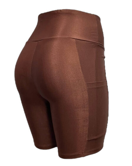 Bermuda feminina com bolsos laterais e o cós largo anatômico Lyon Cappuccino - Imagem 2