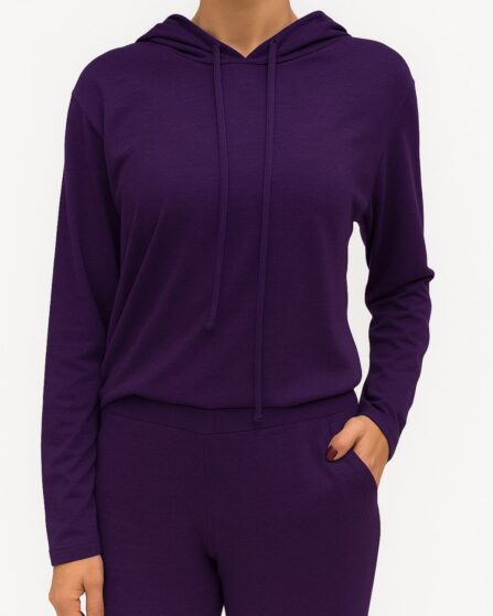 Blusa com Capuz em Malha Lanzinha Roxo