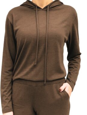 Blusa com Capuz em Malha Lanzinha Cacau