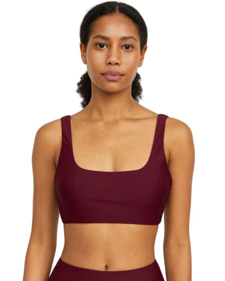 Top Camiseta Fitness Alça Larga Borgonha