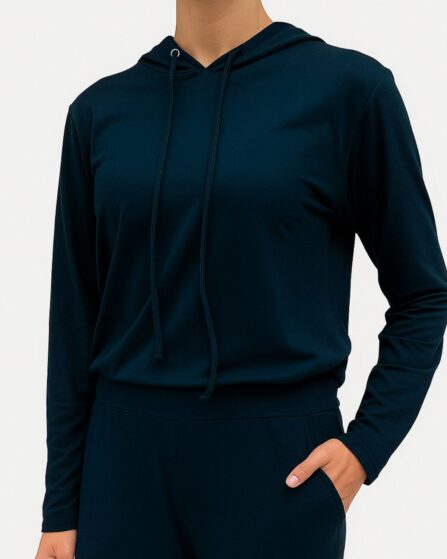 Blusa com Capuz Fleece Marinho
