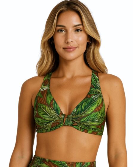 Top de Biquíni camiseta com detalhe frontal Ilha