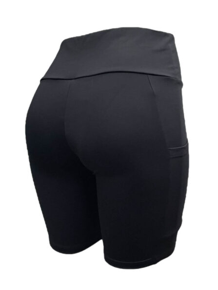 Bermuda feminina Cós Largo com bolsos laterais Preto - Imagem 3