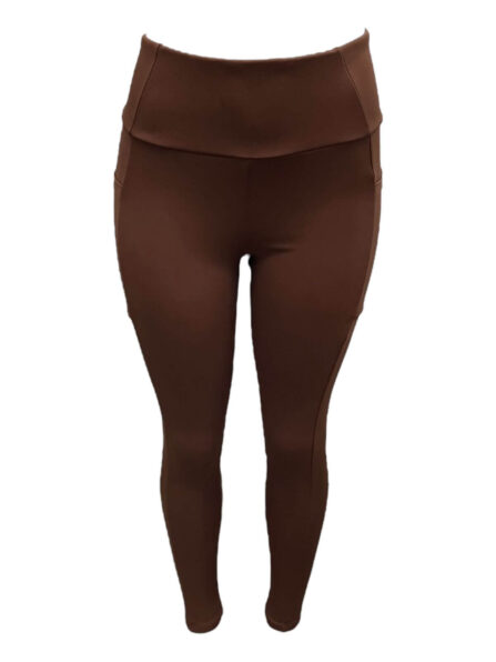 CALÇA LEGGING FEMININA cós largo COM BOLSO LATERAL Cappucino