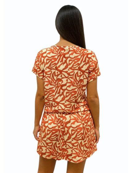 Vestido curto com amarração na cintura e decote V Mawi - Imagem 2