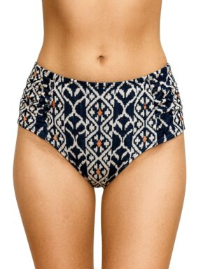 Tanga de Biquíni Cós Alto com Lateral Drapeada Ikat