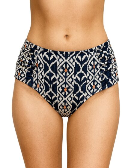 Tanga de Biquíni Cós Alto com Lateral Drapeada Ikat