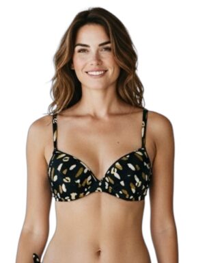 Top de biquíni Meia taça Oliva Print