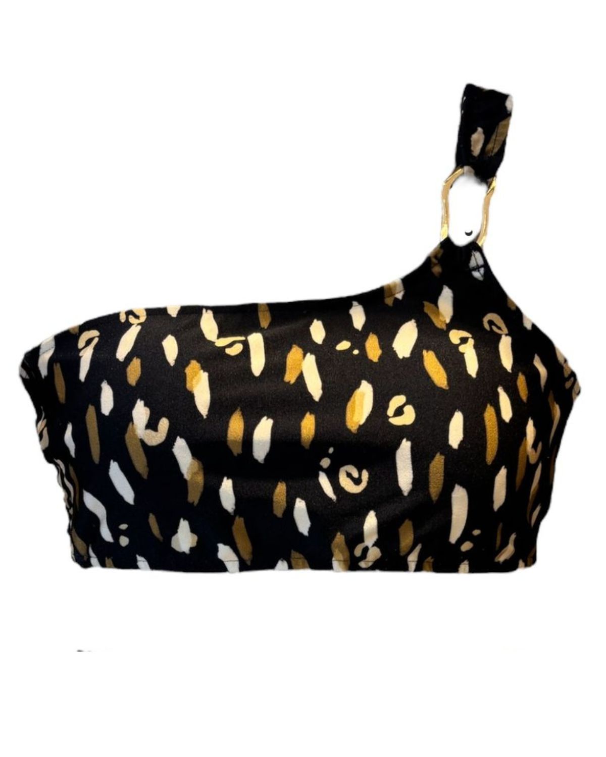 Top de Biquíni modelo um Ombro Só com fivela Oliva Print - Imagem 4