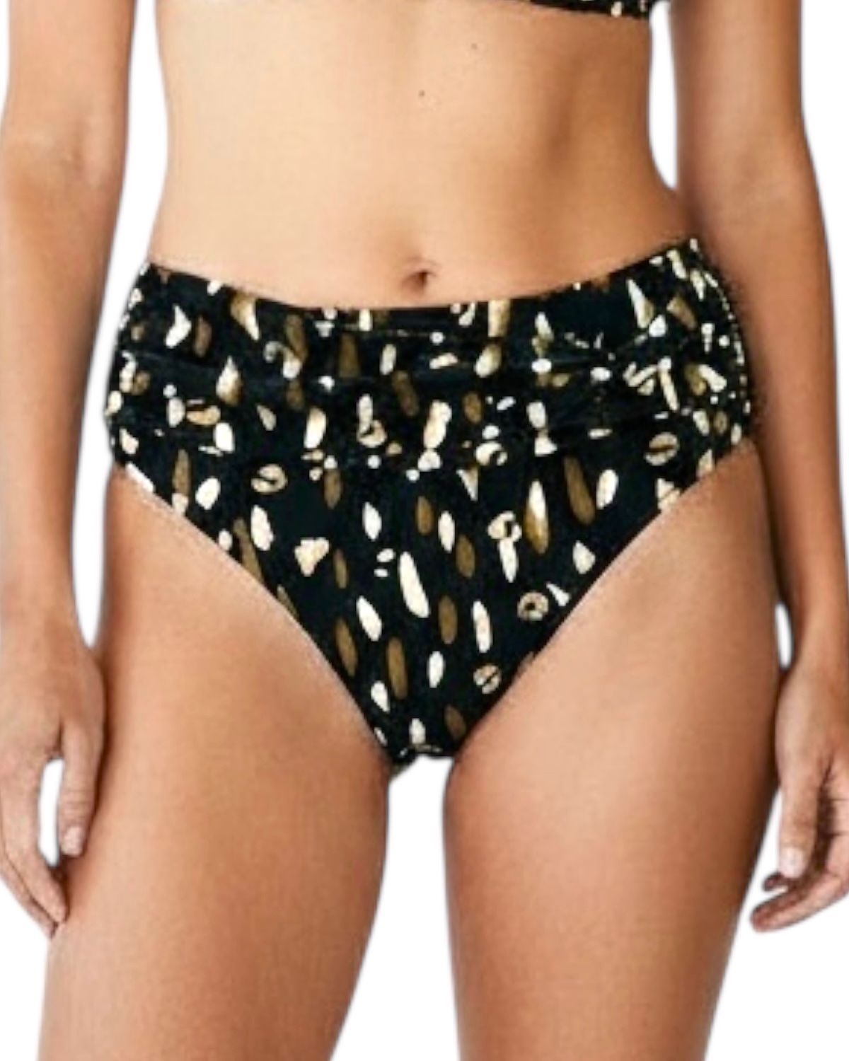 Tanga de biquíni com elo Frontal Oliva Print
