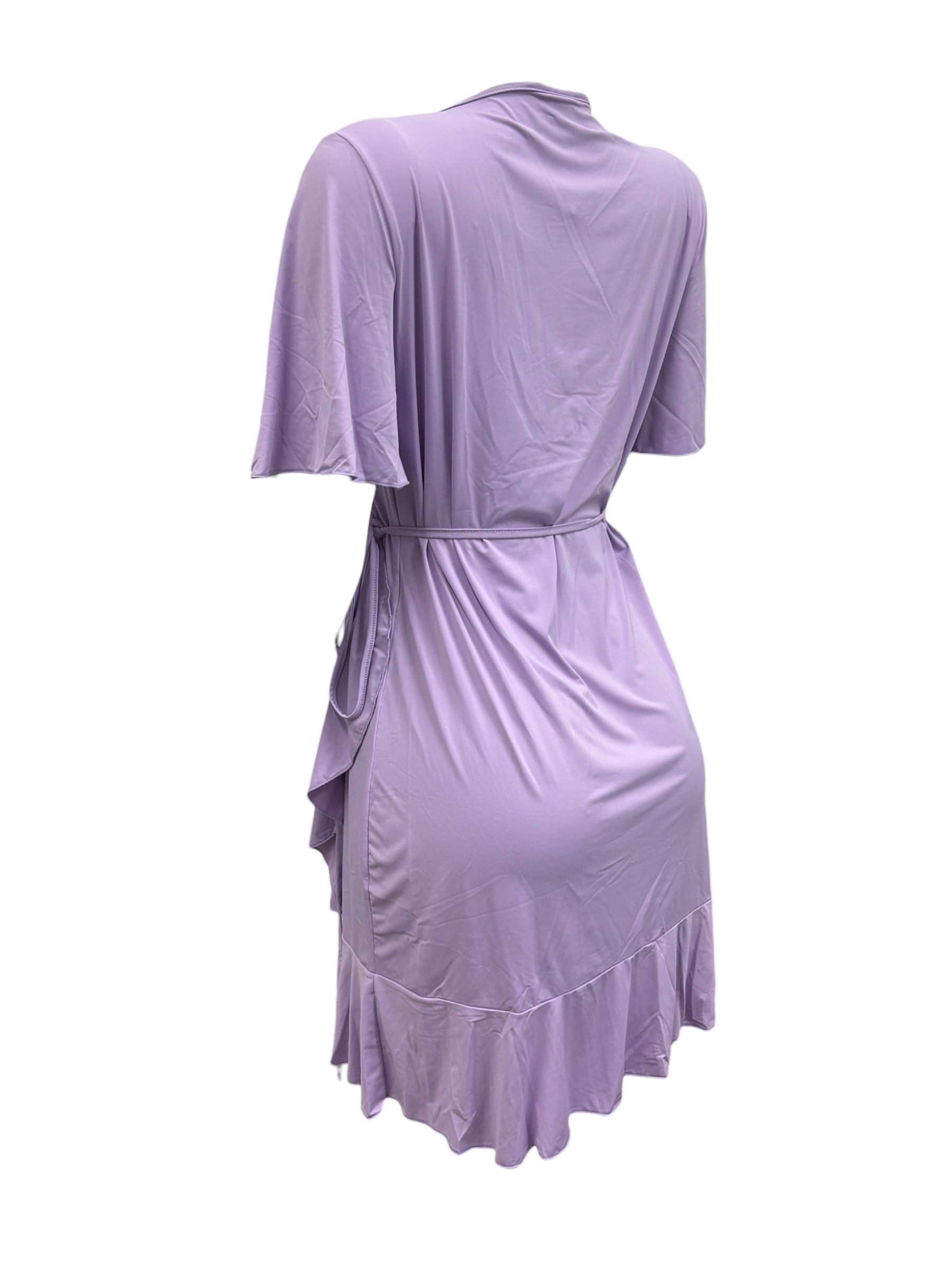 Vestido Transpassado curto com babados Lilás UV - Imagem 4