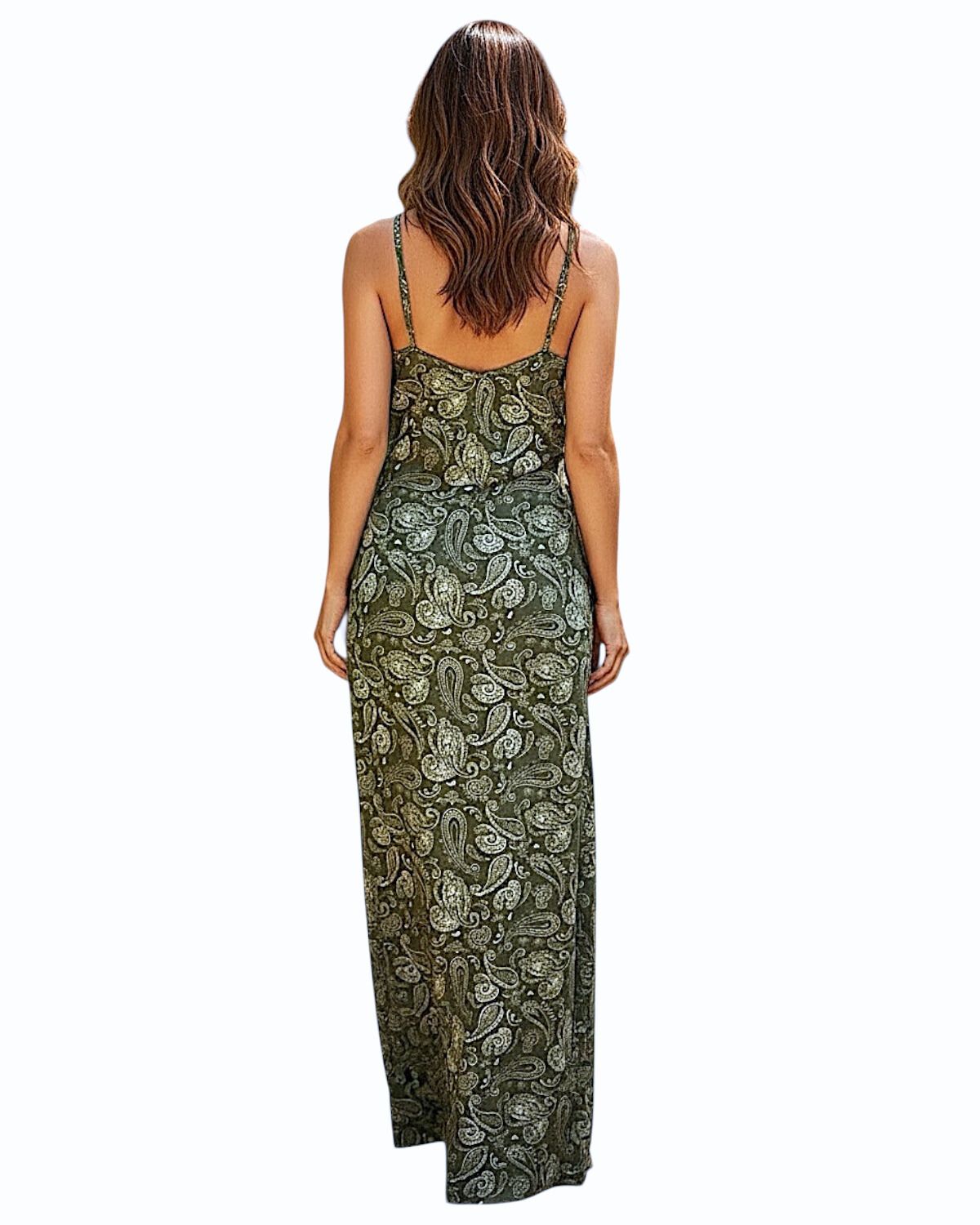 Saída de Praia Alça Fina Entrelaçado Paisley - Imagem 2